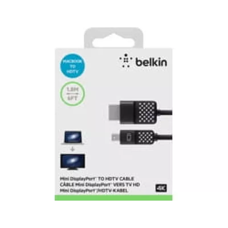 Mini DisplayPort na HDTV kábel, 1,8 m, Mini DisplayPort, HDMI, konektor samec, konektor samec, čierny