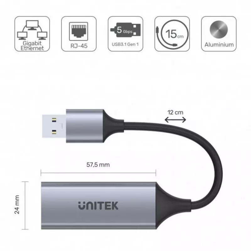 Rozširujúca karta Unitek U1309A, sivá, 57,5×24×16 mm