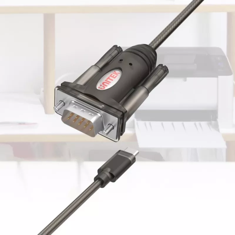 Unitek Y-1105K adaptér USB-C na RS-232, 1,5 m, čierny