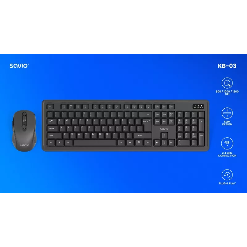 Savio KB-03 klávesnica a myš v cene Home/Office USB QWERTY US angličtina čierna