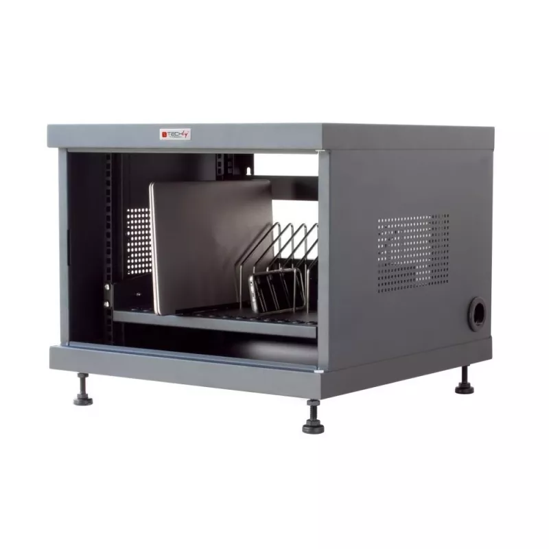 Rackový regál TECHLY 367652 organizér káblov s 3M lepiacou páskou, oceľ, 550×550×410 mm, čierny