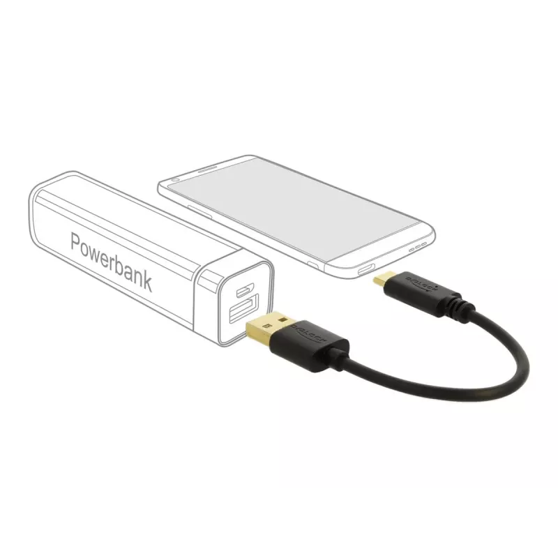 DeLOCK USB nabíjací kábel Type-A na USB Type-C 15 cm čierny