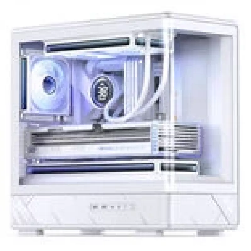 Jonsbo D200 biela mATX Mid-Tower skriňa s temperovaným sklom a mini temp displejom
