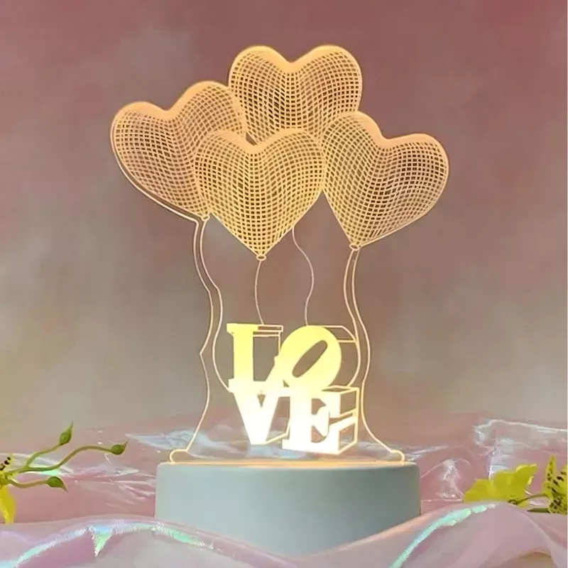 Nočná lampa Extralink HOME 3D optická ilúzia štyri srdcia USB nočná lampa