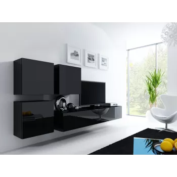 Úložná skriňa cama meble VIGO 50×50×30 cm nástenná, čierna/čierna lesk