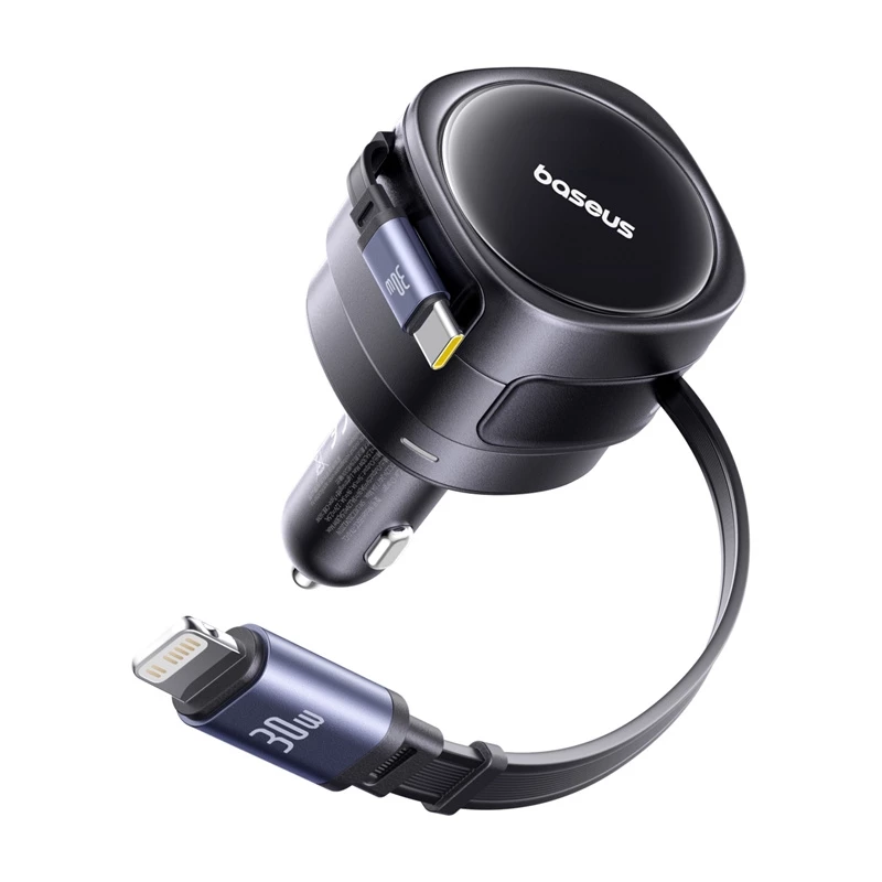 Auto nabíjačka Baseus Enjoyment Max 60W s USB-C a Lightning káblami, dvojportové rýchlonabíjanie