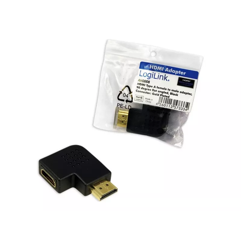HDMI spojovací adaptér LOGILINK AH0008 — HDMI na HDMI, čierny, pozlátené kontakty