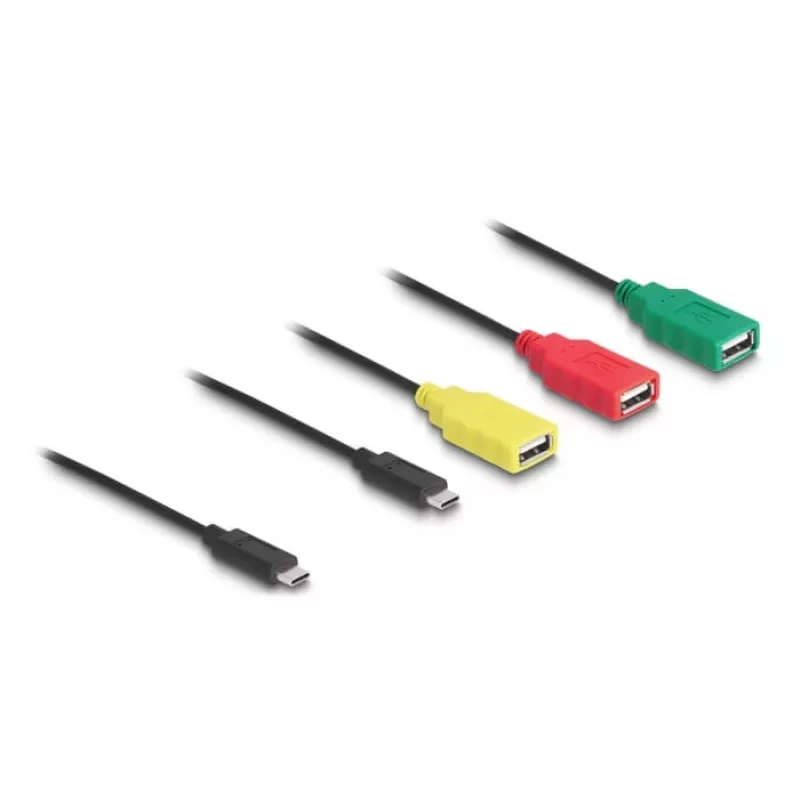 DeLOCK 4-portový USB 2.0 káblový hub USB Type-C na 3 x USB-A konektor samica + 1 x USB-C konektor samec