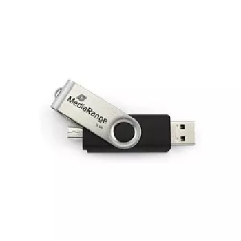 MediaRange MR932 - USB flash disk - 32 GB - USB 2.0 / Micro-USB - čierny/strieborný (MR932-2)