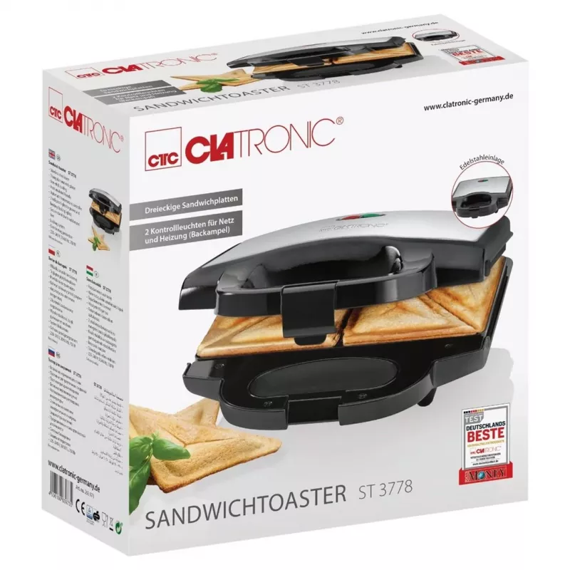 Clatronic ST 3778 sendvičovač 750 W čierna, ušľachtilá oceľ
