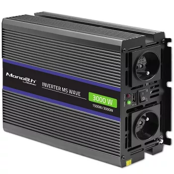 Invertor QOLTEC Monolith 3000 MS Wave, 12V→230V, 1500/3000W, s USB