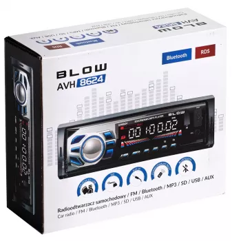 Autorádio BLOW AVH-8624 — FM RDS, 45W RMS, Bluetooth, USB, MicroSD, AUX, LCD displej, diaľkový ovládač, čierne