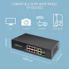 Ethernet switch QOLTEC 52297 PoE RJ45 s PoE uplink a SFP portom