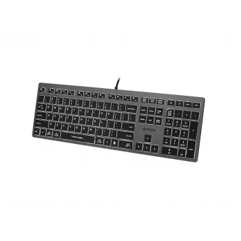 Káblová A4Tech klávesnica FX60H USB QWERTY – Full-Size 100%, podsvietená biela, sivá, USB hub