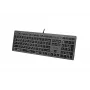 Káblová A4Tech klávesnica FX60H USB QWERTY – Full-Size 100%, podsvietená biela, sivá, USB hub
