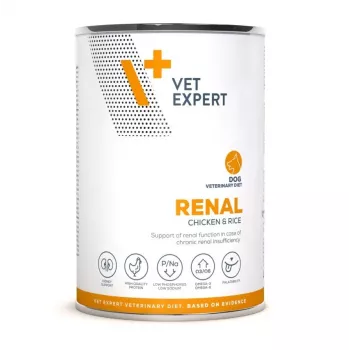 Mokré krmivo pre psov VETEXPERT Renal Chicken 400 g — veterinárna diéta pre psov s problémami s obličkami, dospelé, 77 % vlhkosť, 6,3 % bielkoviny
