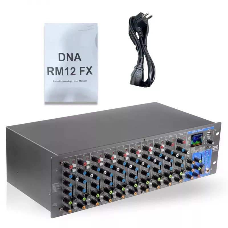 RM12 FX - analógový mixér s Bluetooth DSP EQ MP3 Phantom, 12 kanálov