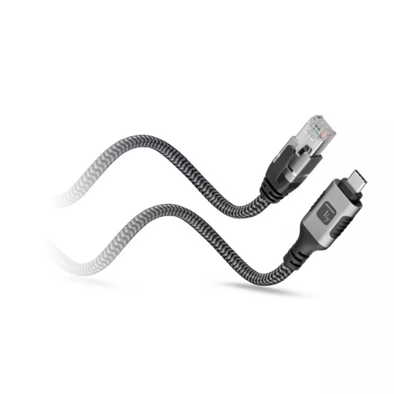 Techly ICOC U3C-RJ45-010 adaptérový kábel USB-C na Gigabit Ethernet, 1 m, čierny/strieborný