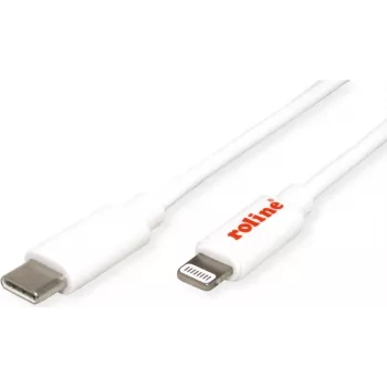 ROLINE USB synchronizačný a nabíjací kábel, Type-C / 8pin konektor, biely, 1 m