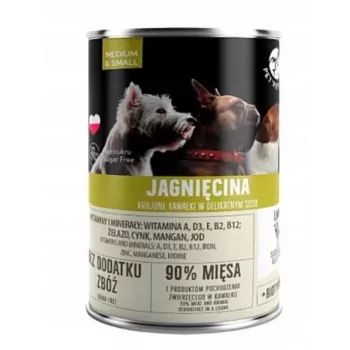 Mokré krmivo pre psy PetRepublic DOG 400 g, kúsky v omáčke s jahňacím mäsom pre malé a stredné psy