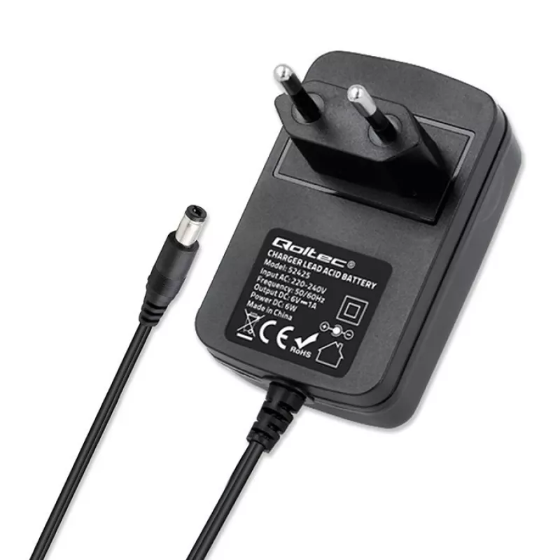 Nabíjačka batérií QOLTEC Charger AGM GEL STD 6V 1A pre 6V olovené batérie, AGM a Gel
