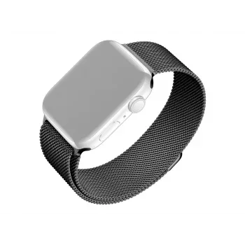 Mesh náramok náhradný pre Apple Watch od FIXED — kompatibilný s 42/44/45/46/49 mm (čierny)