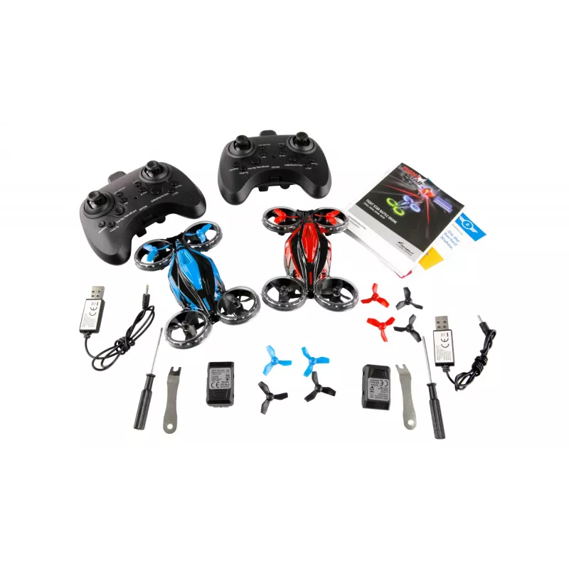 Amewi FightStar Battle Bundle dron červený & modrý — model 25344, na použitie v interiéri/exteriéri, vhodný pre deti od 8 rokov