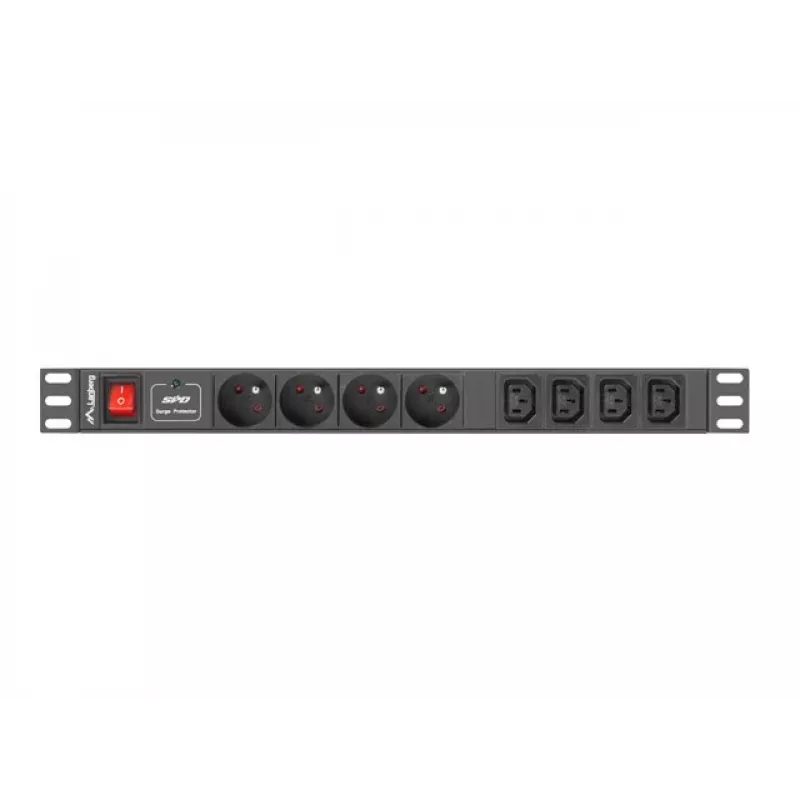Lanberg PDU-04E04I-0200-IEC-BK 1U rackový PDU, 4x typ E + 4x IEC C13, 10 A, 2 m, čierny