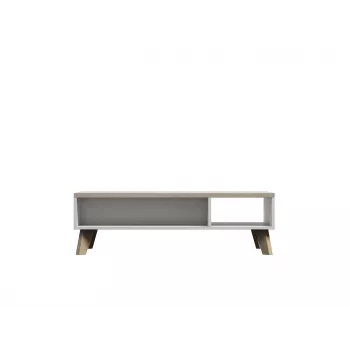 Konferenčný stolík cama meble LOTTA 110 — obdĺžnikový, 1100×600×350 mm, biela konštrukcia s doskou Sonoma dub