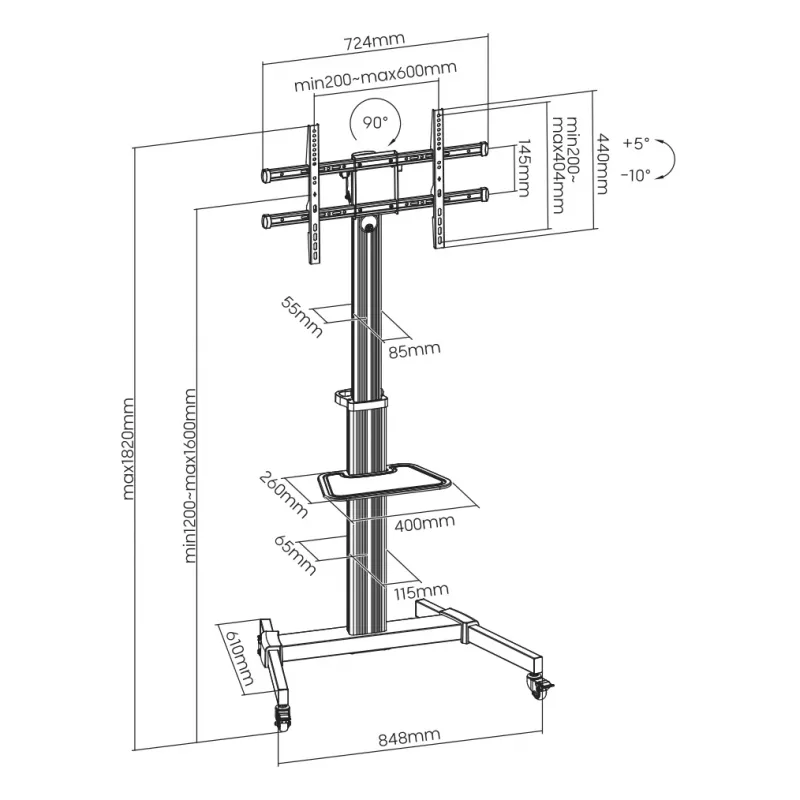 TV nástenný držiak SBOX FS-444 pre televízory 37–86 palcov, do 50 kg, VESA do 600×400
