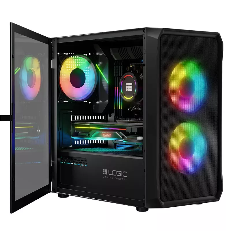 Počítačová skriňa Logic Concept Portos Mini ARGB Micro ATX čierna