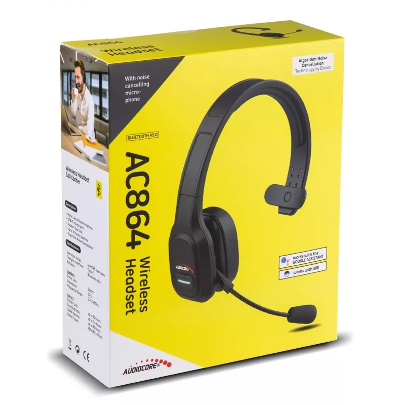 Audiocore 74452 Bluetooth headset slúchadlá potlačenie hluku mikrofón Call Center Google Siri kancelária bezdrôtový
