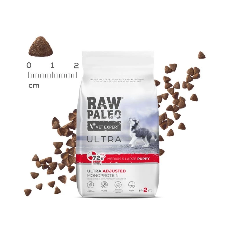 RAW PALEO Ultra Medium&Large Puppy Beef - suché krmivo pre šteniatka - 10 kg