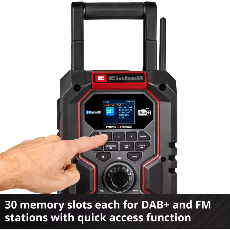 Prenosné rádio EINHELL TE-CR 18 Li DAB+ FM Bluetooth USB, na batérie (kompatibilné s TE-CR 18 Li)