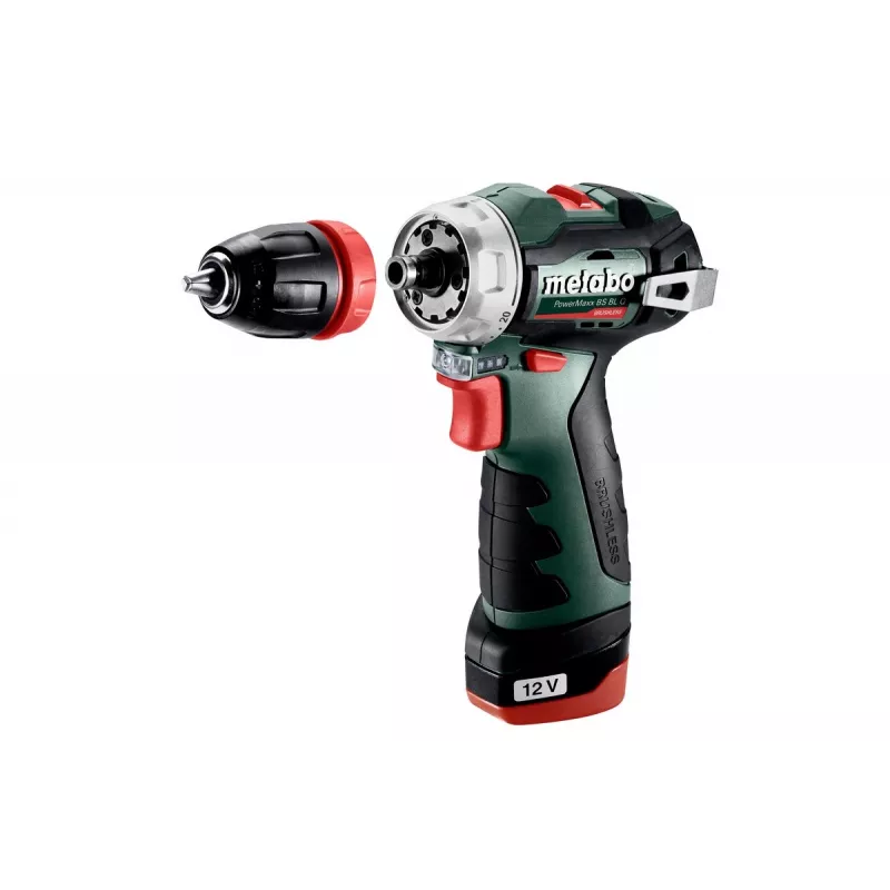 Metabo PowerMaxx BS BL Q 601749500 akumulátorová vŕtačka-skrutkovač, 12V, 38 Nm, 2x 2,0 Ah