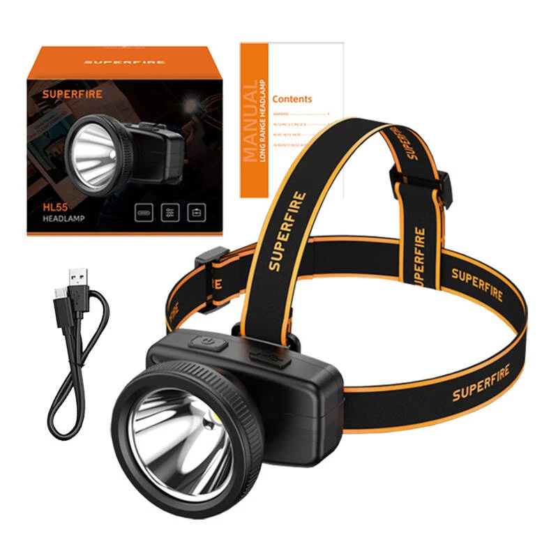 Čelová lampa Superfire HL55 150 lm USB-C 4 režimy