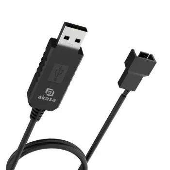 Kábel DC napäťového meniča Akasa AK-CBFA10-60BK z USB na 3-pin & 4-pin PC ventilátor, 60 cm