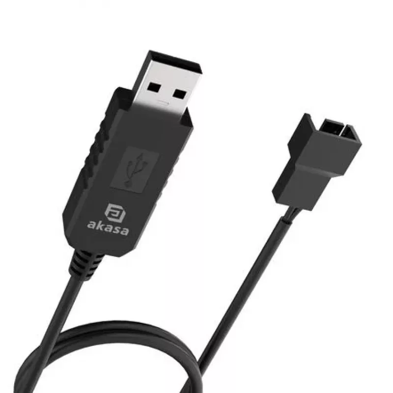 Kábel DC napäťového meniča Akasa AK-CBFA10-60BK z USB na 3-pin & 4-pin PC ventilátor, 60 cm
