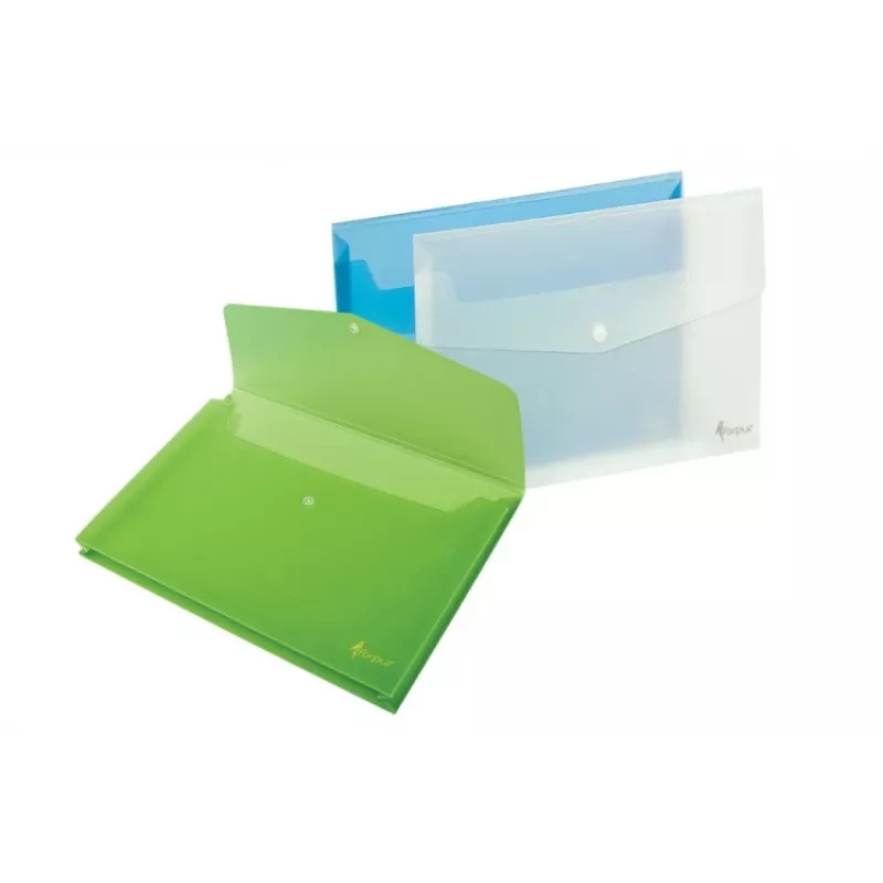Šanón s potlačou Forpus, A4, plast, s rozšírením, zelený, transparentný