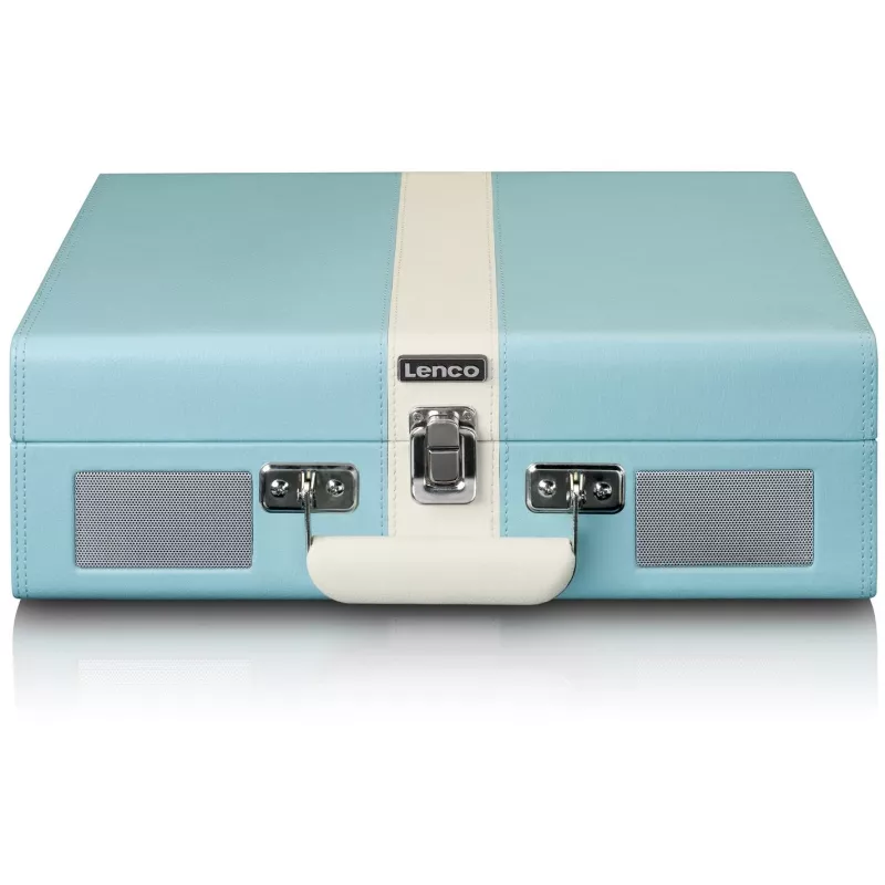 Remienkový audio gramofón Lenco TT-110 modrý biely poloautomatický