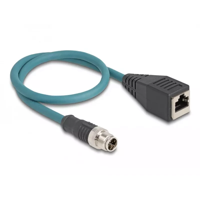 DeLOCK M12 adaptérový kábel X-kódovaný 8 pin samec na RJ45 samica 50 cm