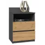 Top E Shop M1 ANTRACYT/ARTISAN nočný stolík, 2 zásuvky, dub