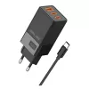 Beline sieťový adaptér 2x USB-C 1x USB 65W kábel USB-C čierny/čierny PD 3.0
