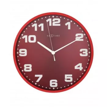 NeXtime hodiny 3053ro Dash Red, Ø35 cm, nástenné, červená/strieborná