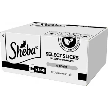 Mokré krmivo Sheba Select Slices Poultry Flavors Multipack — 120 x 85 g vrecúšok, dospelé mačky, 83 % vlhkosť