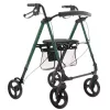 Rollator MDH zelený so sedadlom a taškou – hliníkový rám, 4 kolesá, výškovo nastaviteľný, max. zaťaženie 136 kg