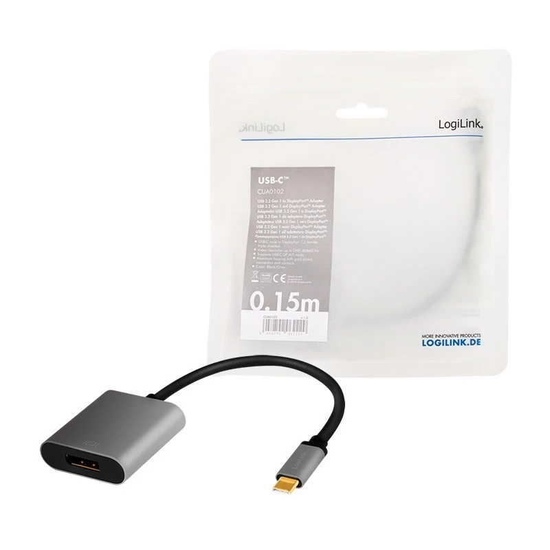 LogiLink CUA0102 USB 3.2 Gen1 Type-C na DisplayPort kábel 0,15 m čierna