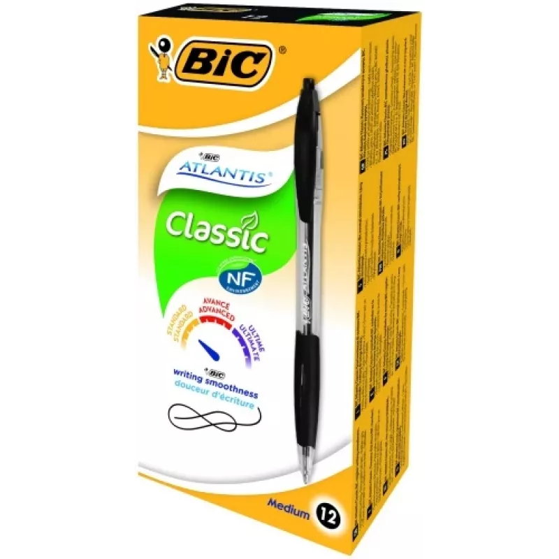 BIC guľôčkové pero ATLANTIS REFRSH 1,0 mm čierne, balenie 12 ks 136717