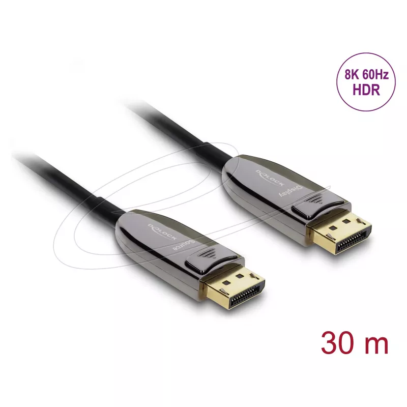 DELOCK aktívny optický DisplayPort 2.1 kábel 8K 60Hz 40Gbps 30 m