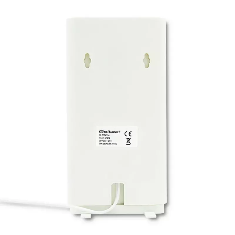 Qoltec 57013 všesmerová 4G LTE vnútorná anténa, 2x SMA, 0,6-2,7 GHz, 30 dBi, vertikálna polarizácia, 50 Ω, biely ABS